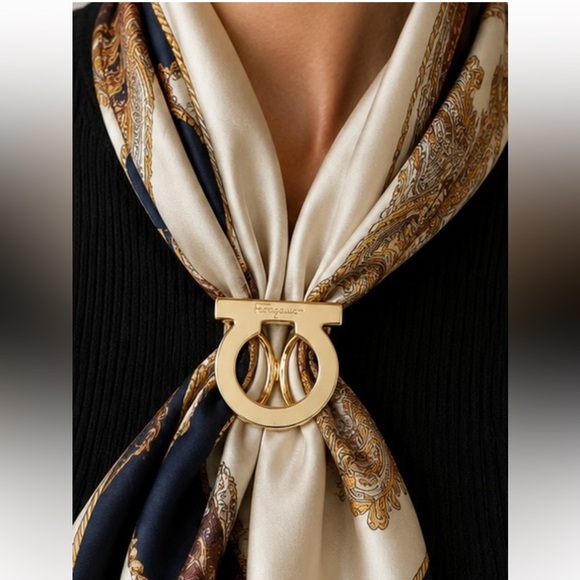 Salvatore Ferragamo Jewelry - Authentic Salvatore Ferragamo Gold Gancini Scarf Ring
